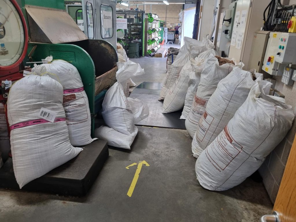 Sacks Filled with Fibre in the Mill