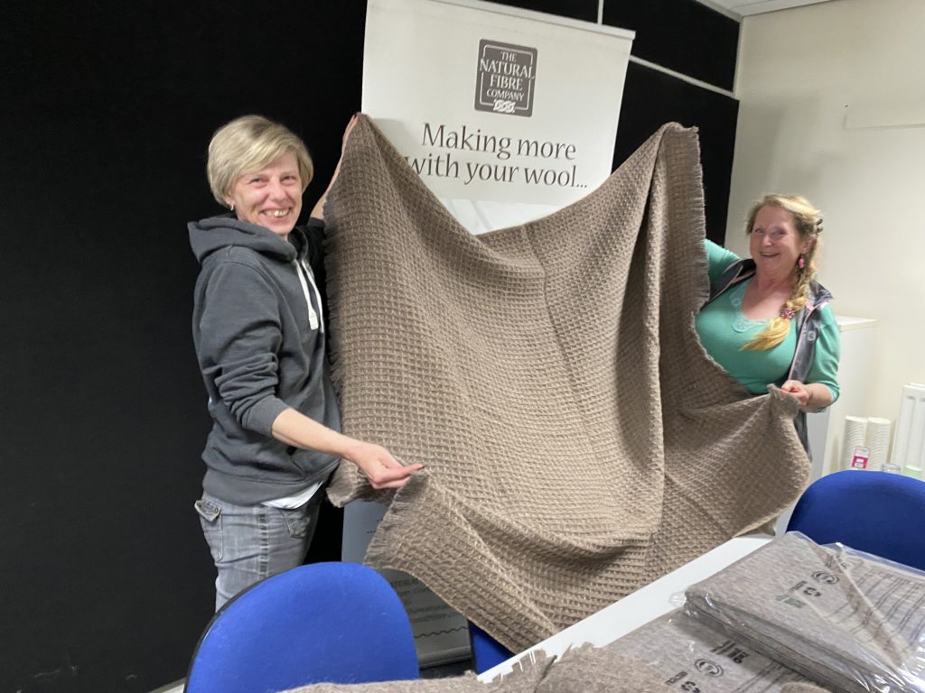 Mary and Beki with Llama and Alpaca wool blankets